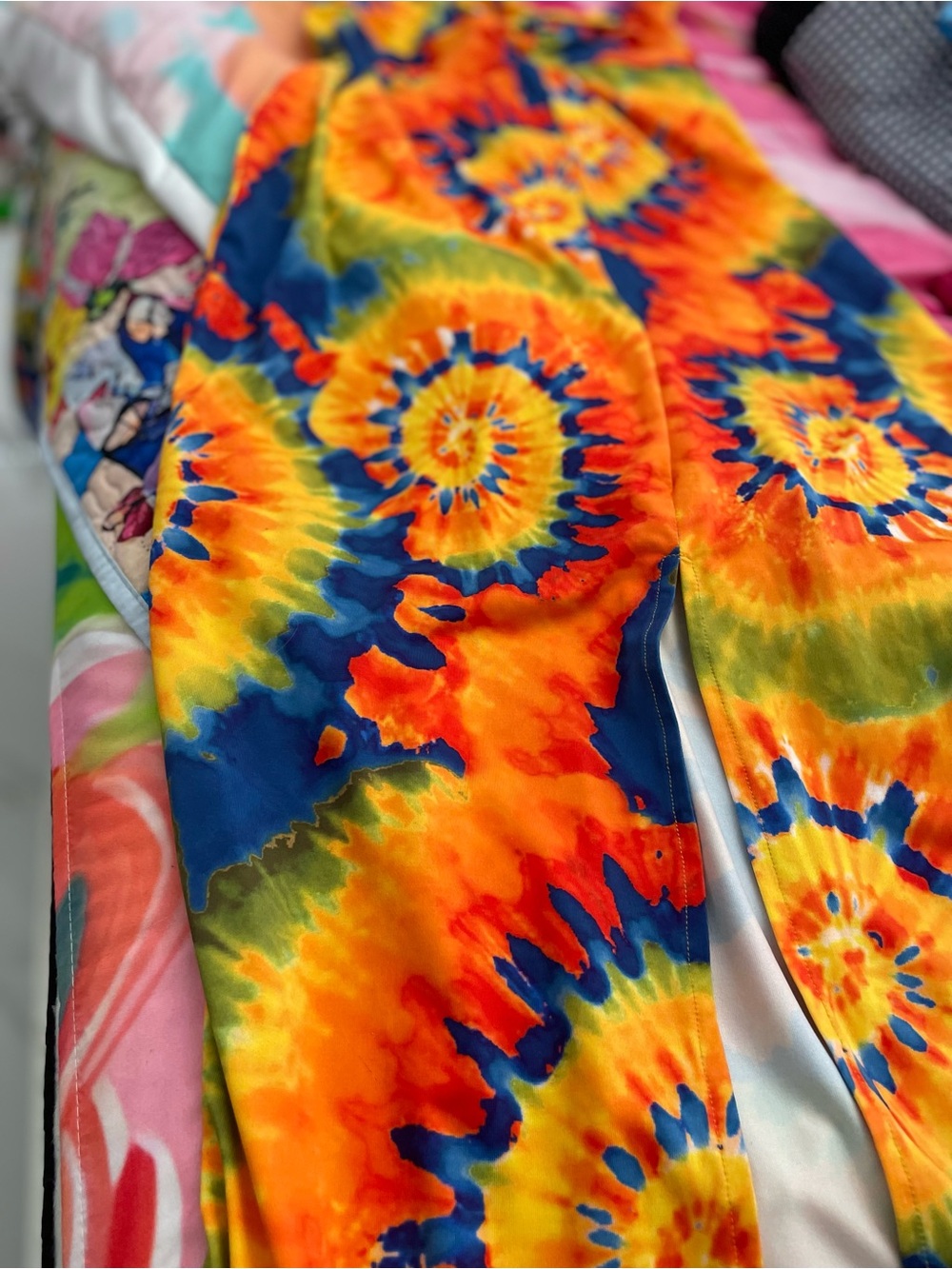 SHEIN Orange Yellow Blue Tie-Dye Midi Dress